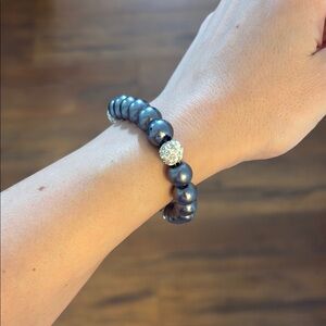 Elegant Silver and Blue Beaded Bracelet